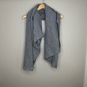 Son de Flor Linen Scarf Navy + White Gingham Check Lightweight Wrap Cottagecore